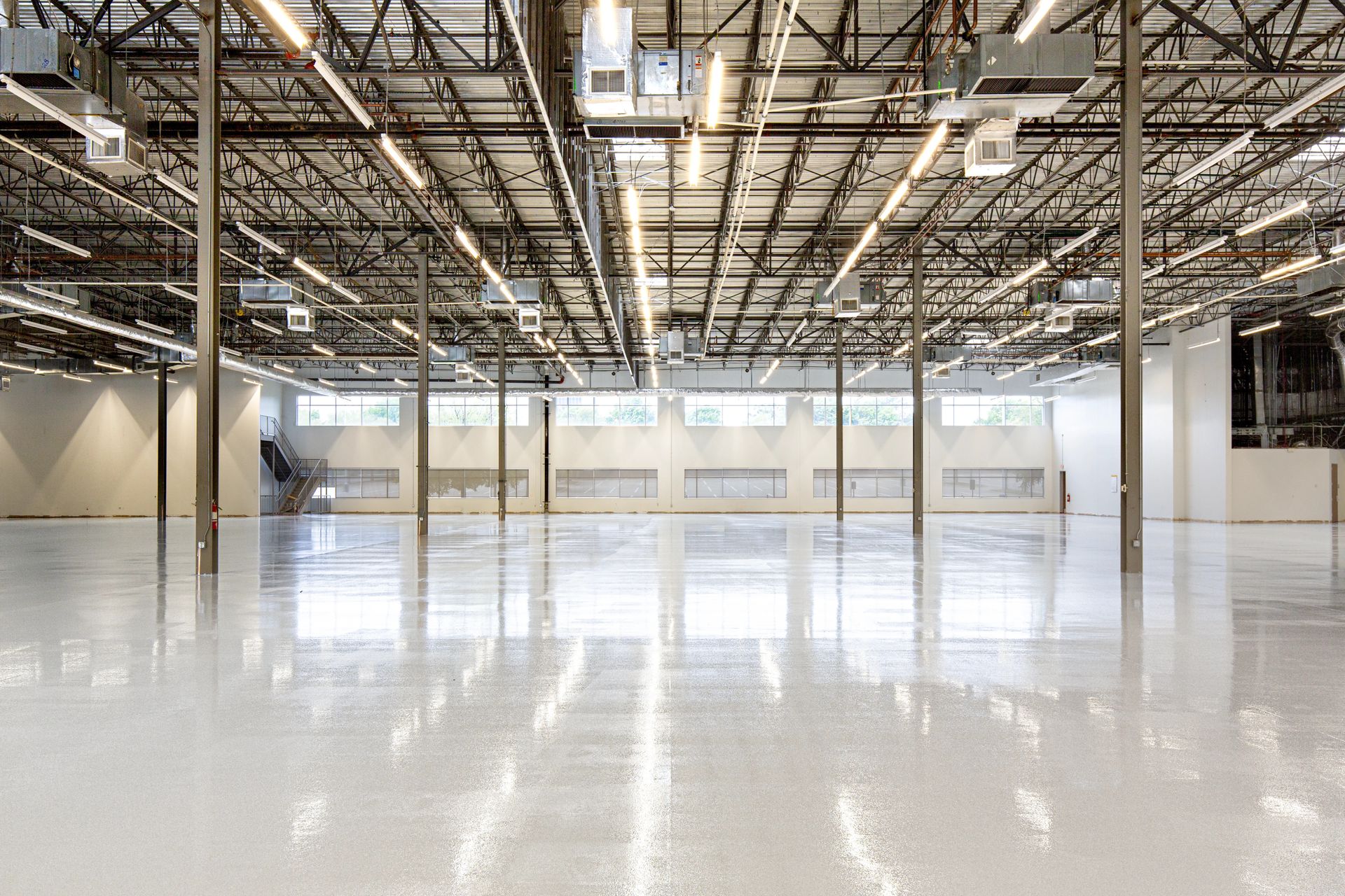 Solid charcoal coated concrete floor
